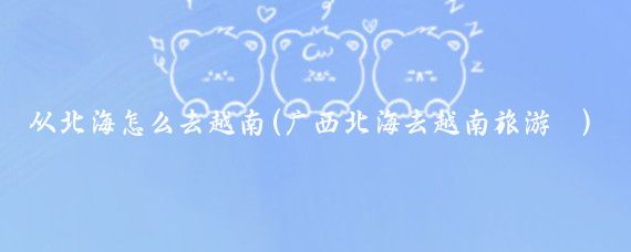从北海怎么去越南(广西北海去越南旅游	)