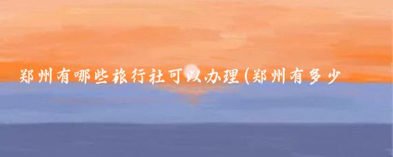 郑州有哪些旅行社可以办理(郑州有多少家旅游公司)