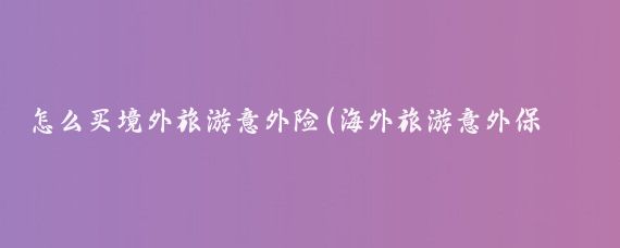 怎么买境外旅游意外险(海外旅游意外保险购买)