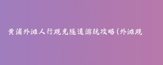 黄浦外滩人行观光隧道游玩攻略(外滩观光隧道景区旅游)