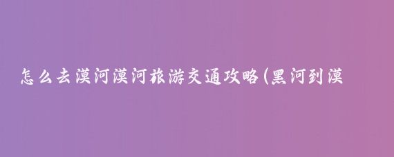 怎么去漠河漠河旅游交通攻略(黑河到漠河旅游攻略)