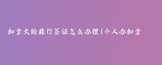 加拿大的旅行签证怎么办理(个人办加拿大旅游签证)