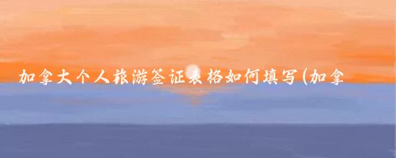 加拿大个人旅游签证表格如何填写(加拿大旅游签证申请表格)