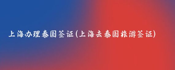 上海办理泰国签证(上海去泰国旅游签证)