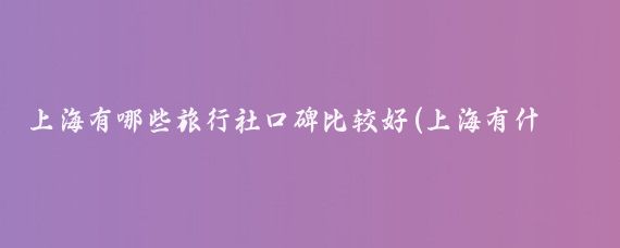上海有哪些旅行社口碑比较好(上海有什么旅游公司)