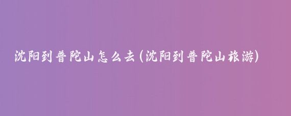 沈阳到普陀山怎么去(沈阳到普陀山旅游)