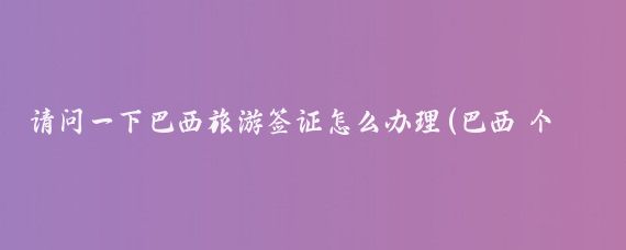 请问一下巴西旅游签证怎么办理(巴西 个人旅游签证)
