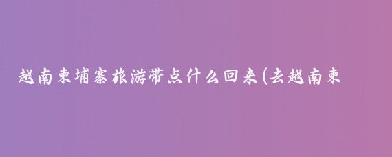越南柬埔寨旅游带点什么回来(去越南柬埔寨旅游)