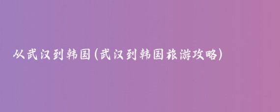 从武汉到韩国(武汉到韩国旅游攻略)