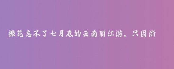 撒花忘不了七月底的云南丽江游，只因浙江这边的火热高温