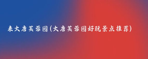 来大唐芙蓉园(大唐芙蓉园好玩景点推荐)